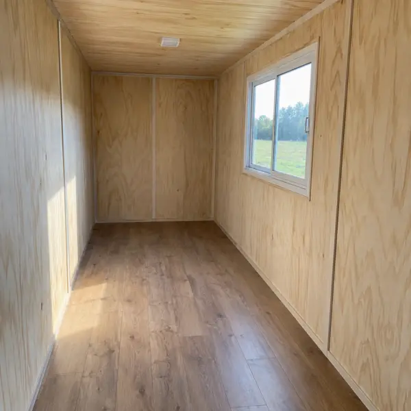 Ilustración: Casas contenedor por departamento, interior de casa contenedor de campo