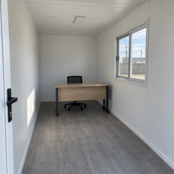 Ilustración: Contenedores en Punta del Este, interior de oficina en contenedor