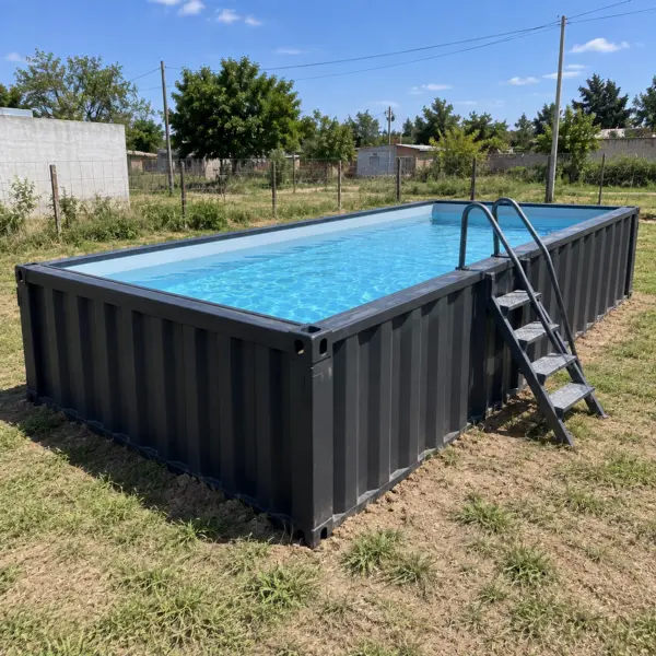 Ilustración: Piscina de contenedor, piscina contenedor sobre el suelo